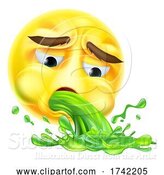 Vector Illustration of Cartoon Puking Vomiting Sick Emoticon Face Icon by AtStockIllustration