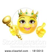 Vector Illustration of Cartoon Queen Princess Emoticon Gold Crown Face by AtStockIllustration