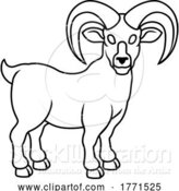 Vector Illustration of Cartoon Ram Goat Chinese Zodiac Horoscope Animal Year Sign by AtStockIllustration