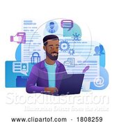 Vector Illustration of Cartoon Resume Person Laptop Online Recruitment Search by AtStockIllustration