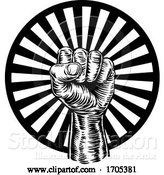 Vector Illustration of Cartoon Revolution Hand Fist Raised Air Propaganda by AtStockIllustration