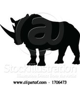 Vector Illustration of Cartoon Rhino Animal Silhouette by AtStockIllustration