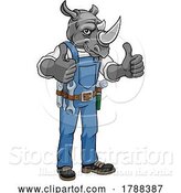 Vector Illustration of Cartoon Rhino Construction Mascot Handyman by AtStockIllustration