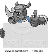 Vector Illustration of Cartoon Rhino Painter Handyman Mechanic Plumber Cartoon by AtStockIllustration