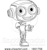 Vector Illustration of Cartoon Robot Mascot Cute Fun Alien Character Guy by AtStockIllustration