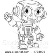 Vector Illustration of Cartoon Robot Mascot Cute Fun Alien Character Guy by AtStockIllustration