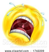 Vector Illustration of Cartoon Sad Crying Emoticon Face by AtStockIllustration