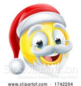 Vector Illustration of Cartoon Santa Claus Christmas Happy Emoticon Icon by AtStockIllustration