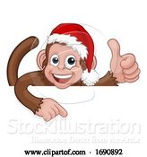 Vector Illustration of Cartoon Santa Hat Christmas Monkey Character by AtStockIllustration