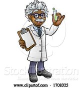 Vector Illustration of Cartoon Scientist Holding Test Tube and Clipboard by AtStockIllustration