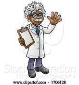 Vector Illustration of Cartoon Scientist Professor with Clipboard by AtStockIllustration