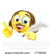 Vector Illustration of Cartoon Shakespeare Poet Emoticon Emoji Face Icon by AtStockIllustration