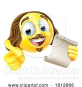 Vector Illustration of Cartoon Shakespeare Poet Emoticon Emoji Face Icon by AtStockIllustration