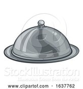 Vector Illustration of Cartoon Silver Plate Platter Domed Cloche Food Cartoon by AtStockIllustration