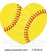 Vector Illustration of Cartoon Softball Ball Heart Shape Concept by AtStockIllustration