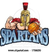 Vector Illustration of Cartoon Spartan Trojan Basketball Sports Mascot by AtStockIllustration