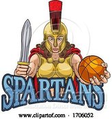 Vector Illustration of Cartoon Spartan Trojan Gladiator Basketball Warrior Lady by AtStockIllustration