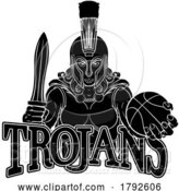 Vector Illustration of Cartoon Spartan Trojan Gladiator Basketball Warrior Lady by AtStockIllustration