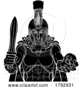 Vector Illustration of Cartoon Spartan Trojan Gladiator Gamer Warrior Lady by AtStockIllustration