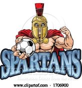 Vector Illustration of Cartoon Spartan Trojan Soccer Football Sports Mascot by AtStockIllustration