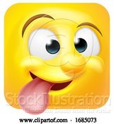 Vector Illustration of Cartoon Square Emoticon Sticking His Tongue out by AtStockIllustration