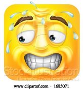 Vector Illustration of Cartoon Square Emoticon Sweating by AtStockIllustration