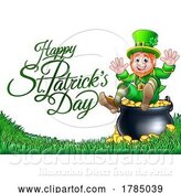 Vector Illustration of Cartoon St Patricks Day Leprechaun Pot of Gold Design by AtStockIllustration