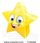 Vector Illustration of Cartoon Star Happy Emoticon Face by AtStockIllustration