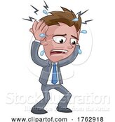 Vector Illustration of Cartoon Stress Anxiety or Headache Businessman Cartoon by AtStockIllustration