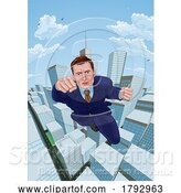 Vector Illustration of Cartoon Super Hero Businessman Superhero Flying Cartoon by AtStockIllustration