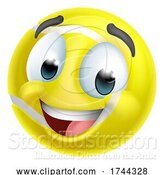 Vector Illustration of Cartoon Tennis Ball Emoticon Face Emoji Icon by AtStockIllustration