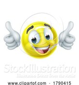 Vector Illustration of Cartoon Tennis Ball Emoticon Face Emoji Icon by AtStockIllustration