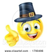 Vector Illustration of Cartoon Thanksgiving Pilgrim Emoticon Emoji Icon by AtStockIllustration