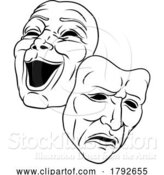 Vector Illustration of Cartoon Theater or Theatre Drama Comedy and Tragedy Masks by AtStockIllustration
