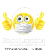 Vector Illustration of Cartoon Thumbs up Emoticon Emoji PPE Mask Face Icon by AtStockIllustration