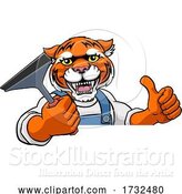 Vector Illustration of Cartoon Tiger Car or Window Cleaner Holding Squeegee by AtStockIllustration