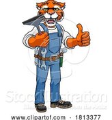 Vector Illustration of Cartoon Tiger Car or Window Cleaner Holding Squeegee by AtStockIllustration
