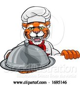 Vector Illustration of Cartoon Tiger Chef Mascot Sign Character by AtStockIllustration