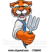 Vector Illustration of Cartoon Tiger Gardener Gardening Animal Mascot by AtStockIllustration