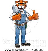 Vector Illustration of Cartoon Tiger Gardener Gardening Animal Mascot by AtStockIllustration