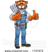 Vector Illustration of Cartoon Tiger Gardener Gardening Animal Mascot by AtStockIllustration