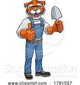 Vector Illustration of Cartoon Tiger Gardener Gardening Animal Mascot by AtStockIllustration