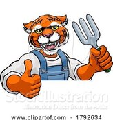 Vector Illustration of Cartoon Tiger Gardener Gardening Animal Mascot by AtStockIllustration