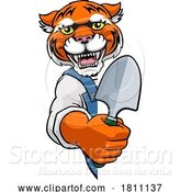 Vector Illustration of Cartoon Tiger Gardener Gardening Animal Mascot by AtStockIllustration