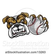 Vector Illustration of Cartoon Tough Bulldog Monster Mascot Holding out a Baseball in One Clawed Paw by AtStockIllustration