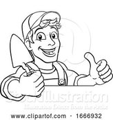 Vector Illustration of Cartoon Trowel Construction Site Builder Handyman by AtStockIllustration