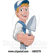 Vector Illustration of Cartoon Trowel Construction Site Builder Handyman by AtStockIllustration