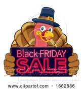Vector Illustration of Cartoon Turkey Black Friday Sale Character by AtStockIllustration