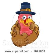 Vector Illustration of Cartoon Turkey Pilgrim Hat Thanksgiving Character by AtStockIllustration