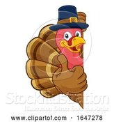 Vector Illustration of Cartoon Turkey Pilgrim Hat Thanksgiving Character by AtStockIllustration